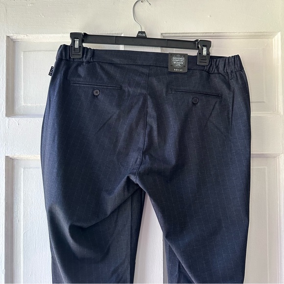 Hörst Stretch Navy Stripped Straight Leg Slacks - Picture 5 of 6